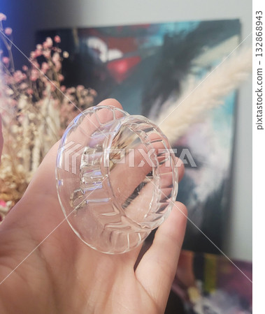 Elegant Glass Trinket Box Held in Hand 132868943