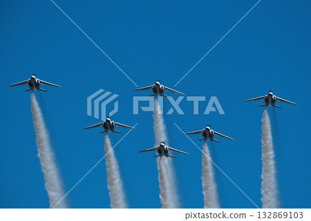 Blue Impulse Flight Demonstration at the 2025 Iruma Air Show 132869103