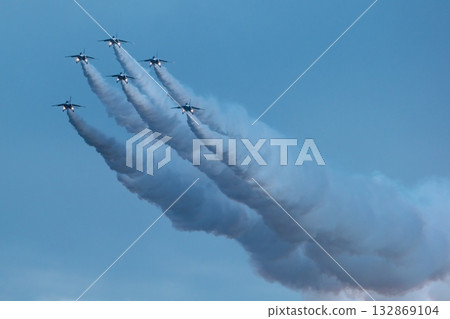 Blue Impulse Flight Demonstration at the 2025 Iruma Air Show 132869104