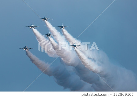 Blue Impulse Flight Demonstration at the 2025 Iruma Air Show 132869105