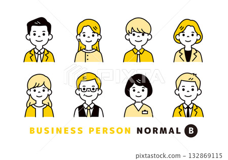 Simple upper body avatar icon illustration set of male and female businessmen and office workers_B 132869115