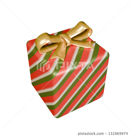 Christmas present with gold ribbon transparent 132869974