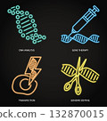Genetic research and biotechnology neon icon set 132870015