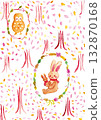 Watercolor illustration set of rabbit and owl in the forest 132870168