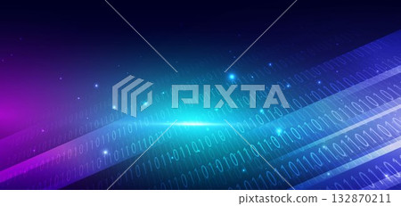 Abstract digital data binary code diagonal on blue background with light effect. Technology cyberspace concept. Abstract digital data binary code diagonal on blue background with light effect. Technology cyberspace concept. 132870211