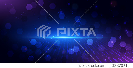 Technology futuristic digital haxagon glowing network connection dotted glowing on dark background. Technology futuristic digital haxagon glowing network connection dotted glowing on dark background. 132870213