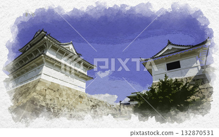 Watercolor style Fukuyama Castle Fushimi Tower and Sujigane Gate Fukuyama City, Hiroshima Prefecture Watercolor style Fukuyama Castle Fushimi Tower and Sujigane Gate Fukuyama City, Hiroshima Prefecture 132870531