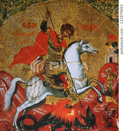 byzantine icon in church of savior of Neredica, novgorod, russia 132870663