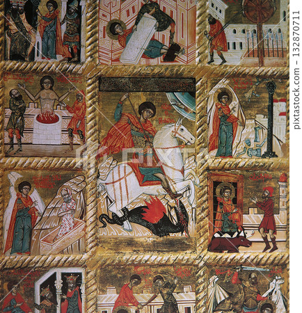 byzantine icon in Mirozhsky Monastery, Pskov, Russia 132870711