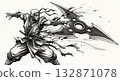 Ninja throwing giant shuriken 132871078