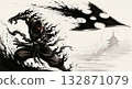 Ninja throwing giant shuriken 132871079