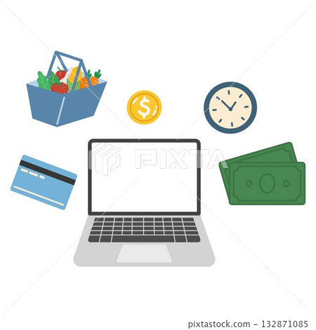 Online grocery shopping service illustration design 132871085