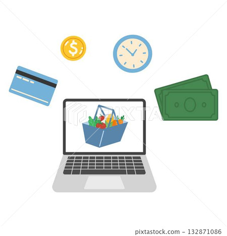 Online grocery shopping service illustration 132871086