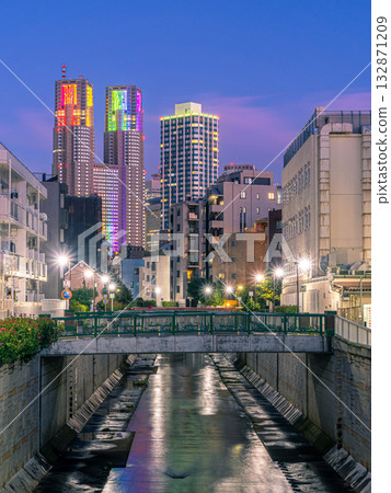 東京都廳（中野橋）在魔幻時刻的景色 132871209