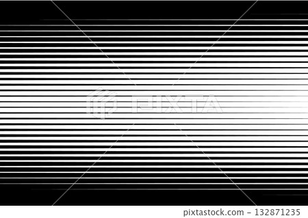 Striped pattern with fade texture of line gradation. Vector horizontal abstract background. Geometric linear half tone retro monochrome bg 132871235