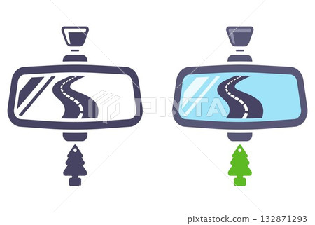 Rearview mirror in a car. 132871293