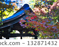 The garden of Yamadera Temple is vibrantly colored in autumn 132871432