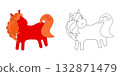 A coloring page a cartoon red horse 132871479