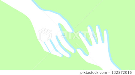 Illustration of a parent and child, or an adult and child, trying to hold hands 132872016
