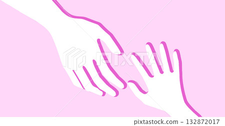 一幅父母和孩子,或成人和孩子試圖牽手的插圖 一幅父母和孩子,或成人和孩子試圖牽手的插圖 132872017