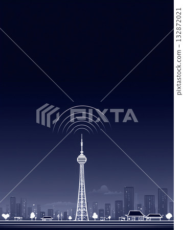 科技風格城市藍圖線條畫 科技風格城市藍圖線條畫 132872021