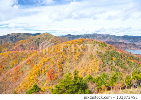 栃木縣日光市:秋葉染紅的中禪寺山和沙山 栃木縣日光市:秋葉染紅的中禪寺山和沙山 132872453