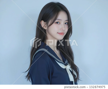 School girls turning around 132874975