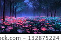 Forest with a Glowing Flower Field 132875224