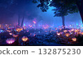 Forest with a Glowing Flower Field 132875230