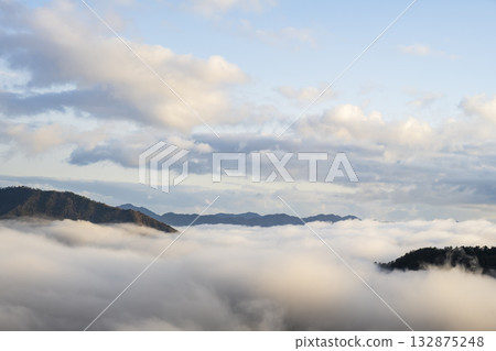 兵庫縣朝佐市的武田城和雲海 132875248