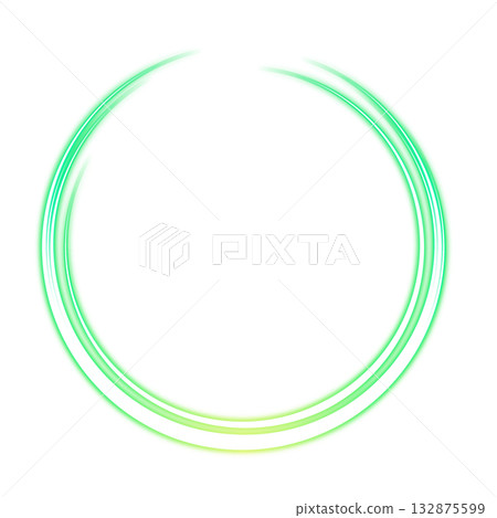 透明背景上的綠色發光弧形環 132875599