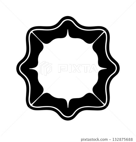 Decorative black and white star shaped design with smooth edges suitable for various artistic applications 132875688