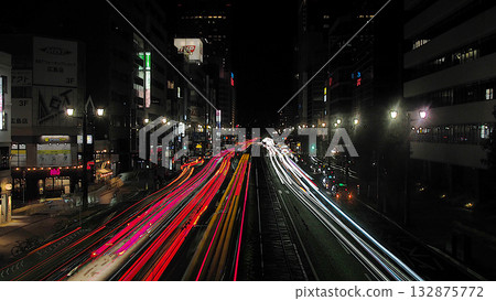 A late-night stroll through Hiroshima, where streaks of light intersect A late-night stroll through Hiroshima, where streaks of light intersect 132875772