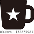 Black mug icon with a star 132875981
