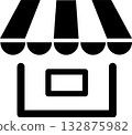 Simple store icon with striped roof 132875982