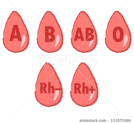 Blood type and liquid drop illustration Blood type and liquid drop illustration 132875986