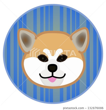 秋田犬臉部,圓形裝飾背景 秋田犬臉部,圓形裝飾背景 132876086
