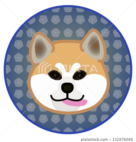 秋田犬臉部,圓形裝飾背景 秋田犬臉部,圓形裝飾背景 132876088