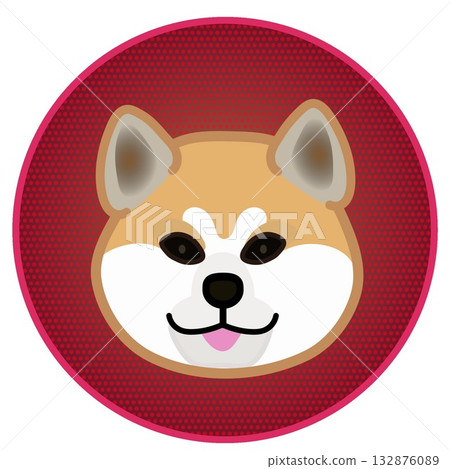 秋田犬臉部，圓形裝飾背景 132876089