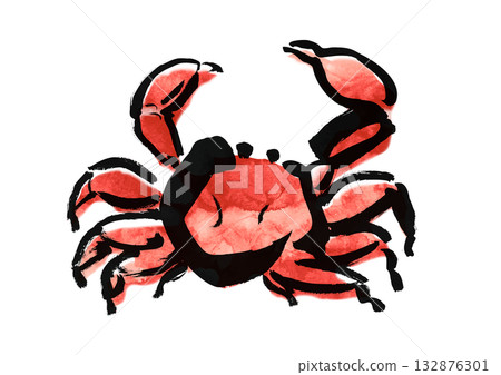 Snow crab Japanese style brush drawing illustration Snow crab Japanese style brush drawing illustration 132876301