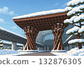 Winter scenery of Kanazawa Station's Tsuzumimon Gate 132876305