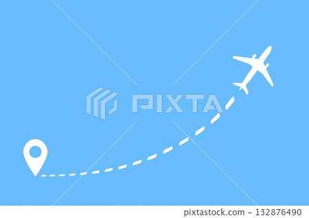 Travel destination concept. Dashed route with dots for destination on blue background.. Travel destination concept. Dashed route with dots for destination on blue background.. 132876490