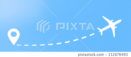 Travel destination concept. Dashed route with dots for destination on blue background.. Travel destination concept. Dashed route with dots for destination on blue background.. 132876493
