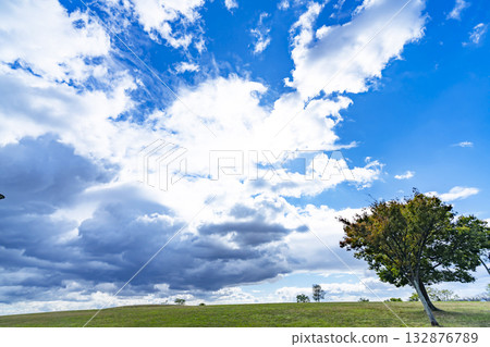 Blue sky and clouds and prairie Blue sky and clouds and prairie 132876789