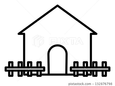 Simple icon of a house with a fence Simple icon of a house with a fence 132876798