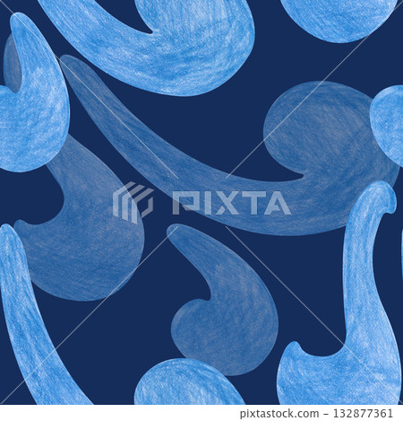 Seamless pattern depicting a stylized wind or winter pattern. Pencil drawing on a dark blue background. Seamless template for packaging, textiles, wallpaper, tableware. Seamless pattern depicting a stylized wind or winter pattern. Pencil drawing on a dark blue background. Seamless template for packaging, textiles, wallpaper, tableware. 132877361