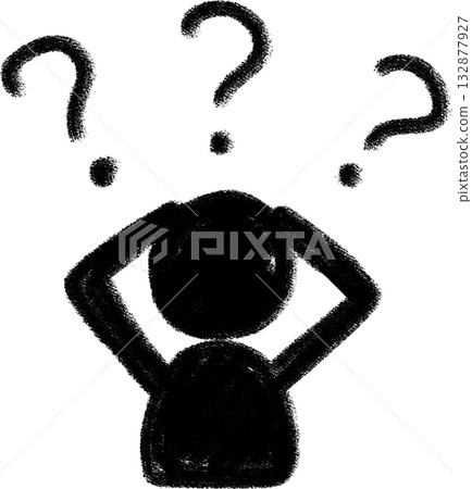 手繪彩繪人形剪影圖標,姿勢困惑,雙手抱頭,上半身 手繪彩繪人形剪影圖標,姿勢困惑,雙手抱頭,上半身 132877927