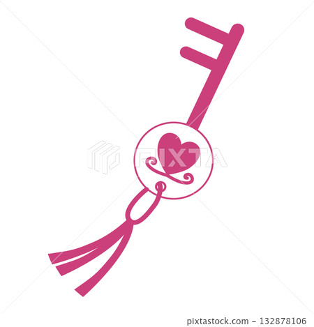 cute pink key with heart 132878106