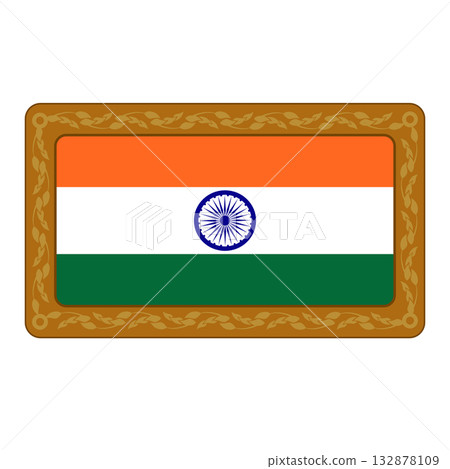 India National Flag with vintage frame 132878109