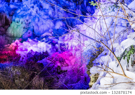 Illuminated icicles at Ashigakubo, Kanto 132878174